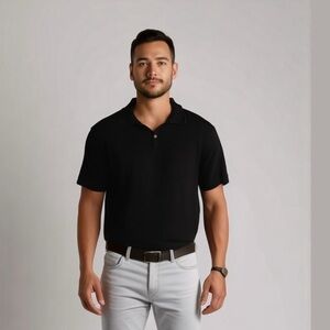 Banana Republic Luxury Touch Standard Classic Fit Black Polo Shirt Size L